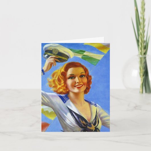 レトロの歓迎された家の幸せな巡航旅行よい旅行 カード (正面)