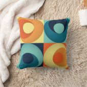 レトロの正方形と円： 1960sパターン クッション (ブランケット)