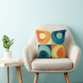 レトロの正方形と円： 1960sパターン クッション (椅子)