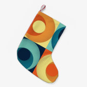 レトロの正方形と円: 1960sパターン スモールクリスマスストッキング (正面 (吊り時))