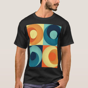 レトロの正方形と円: 1960sパターン tシャツ