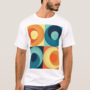 レトロの正方形と円: 1960sパターン tシャツ