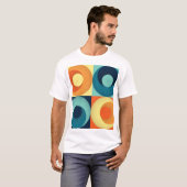 レトロの正方形と円: 1960sパターン tシャツ (正面フル)