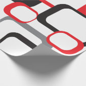 レトロの正方形の赤い黒い灰色の白のパターン ラッピングペーパー (角)