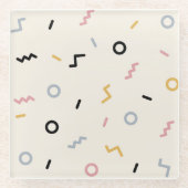 レトロの正方形パターン ガラスコースター (正面)