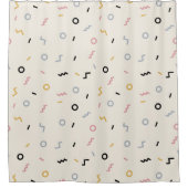 レトロの正方形パターン シャワーカーテン (正面)