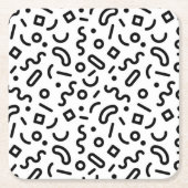 レトロの正方形パターン スクエアペーパーコースター (正面)