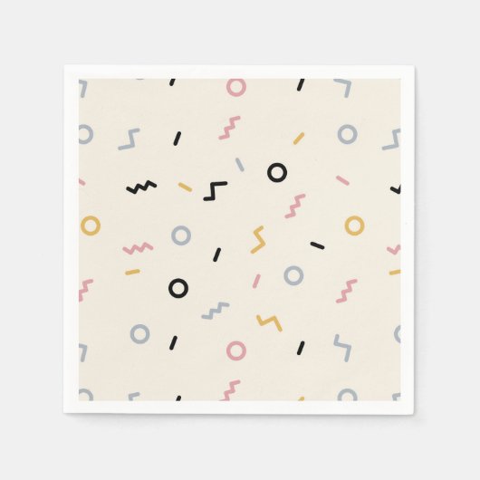 レトロの正方形パターン スタンダードカクテルナプキン (正面)