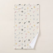 レトロの正方形パターン バスタオルセット (ハンドタオル)