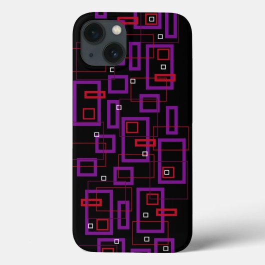 レトロの正方形、赤、紫、黒 Case-Mate iPhoneケース (裏面)
