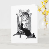 レトロの母の日のシルエット カード (黄色い花)