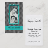 レトロの水の千鳥格子のなエステティシャンの名刺 名刺 (正面/裏面)