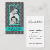 レトロの水の千鳥格子のなエステティシャンの名刺 名刺 (正面/裏面)