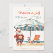 レトロの水の色のクリスマス7月の夏のパーティー シーズンカード (正面)