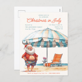 レトロの水の色のクリスマス7月の夏のパーティー シーズンポストカード