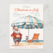 レトロの水の色のクリスマス7月の夏のパーティー シーズンポストカード (正面)
