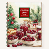 レトロの水の色クリスマス料理本の名前 ノートブック (正面)