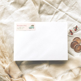 レトロの水の色グリーンメリークリスマスカーツリー ラベル