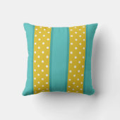 レトロの水の青く黄色い水玉模様のストライプなパターン クッション (裏面)