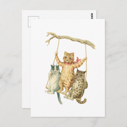 レトロの水彩を放つ猫たち|過去記事 ポストカード (正面/裏面)