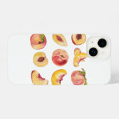 レトロの水彩及びフレッシュカラフルピーチスライス iPhoneケース (裏面横)
