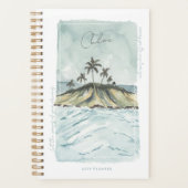 レトロの水彩熱帯のヤシの木パーソナライズされた プランナー手帳 (正面)