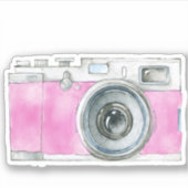 レトロの水彩画絵画像のピンク シール (正面)