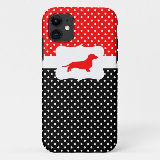 レトロの水玉模様の箱w/Dachshund Case-Mate iPhoneケース (裏面)