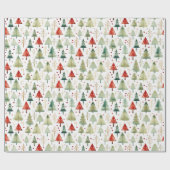 レトロの水色クリスマスツリークリスマス ラッピングペーパー (フラット)
