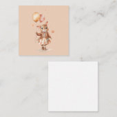 レトロの水色バルーンと小さなバニー女の子 エンクロージャーカード (正面/裏面)