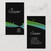 レトロの波の名刺の青緑の黒 名刺 (正面/裏面)