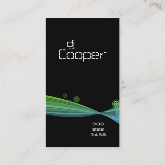 レトロの波の名刺の青緑の黒 名刺 (正面)
