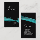 レトロの波の名刺の黒の青緑 名刺 (正面/裏面)