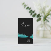 レトロの波の名刺の黒の青緑 名刺 (スタンド正面)