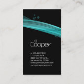レトロの波の名刺の黒の青緑 名刺 (裏面)