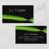 レトロの波の名刺の黒DJのライムグリーン 名刺 (正面/裏面)