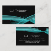 レトロの波の名刺の黒DJの青緑 名刺 (正面/裏面)