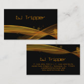レトロの波の名刺の黒DJの青銅色の金ゴールド 名刺 (正面/裏面)
