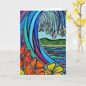 レトロの波の挨拶状 カード (黄色い花)