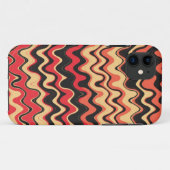 レトロの波ストライプ状のパターン（黒、赤） Case-Mate iPhoneケース (裏面(横))