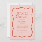 レトロの波形フレーム(オレンジ色ブライダルシャワー) 招待状 (正面)