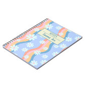 レトロの波状のデイジーパーソナライズされたの花の名前 ノートブック (左側)