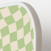 レトロの波状パタ市松模様にーン（緑） ピックルボールラケット (左詳細)