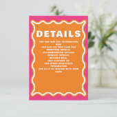 レトロの波状曲線ピンク結婚オレンジ エンクロージャーカード (スタンド正面)