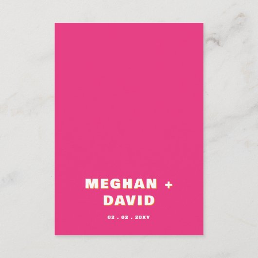 レトロの波状曲線ピンク結婚オレンジ エンクロージャーカード (裏面)