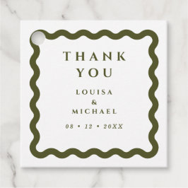 レトロの波状枠の緑と白結婚色 フェイバータグ