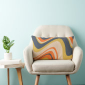 レトロの波線 – オレンジ、ネイビー、イエロー、ベージュ ランバークッション (椅子)