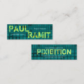 レトロの深緑色のモザイク名刺 スキニー名刺 (正面/裏面)