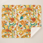 レトロの溝型キノコ花模様 シェルパブランケット (正面(横))