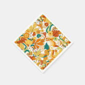 レトロの溝型キノコ花模様 スタンダードカクテルナプキン (角)